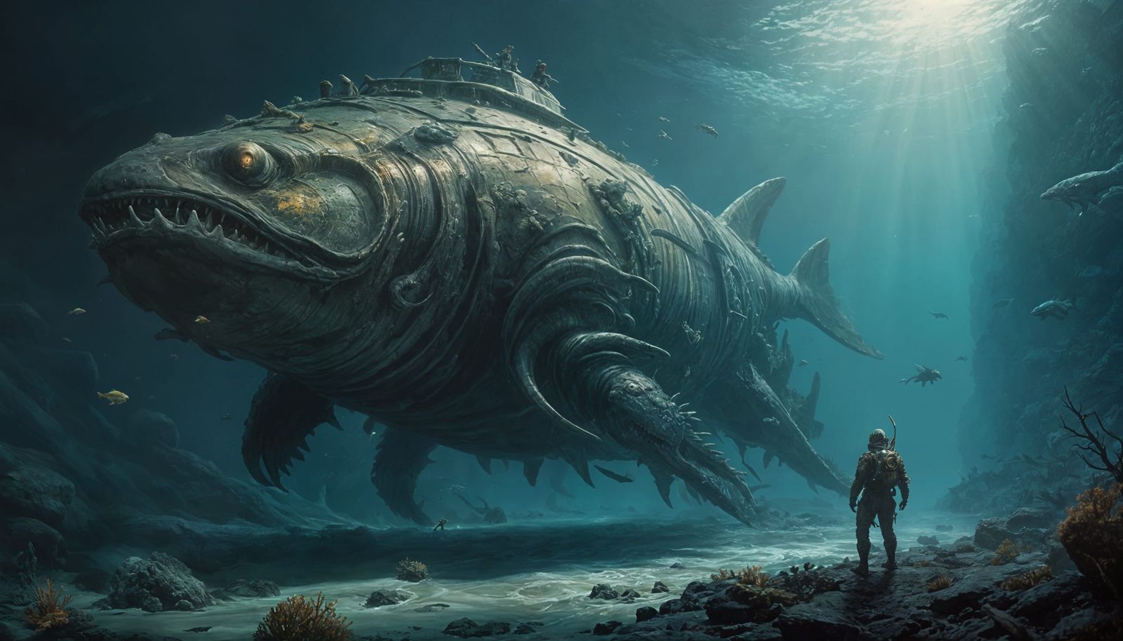 Epic Underwater Leviathan in Fantasy Art Style