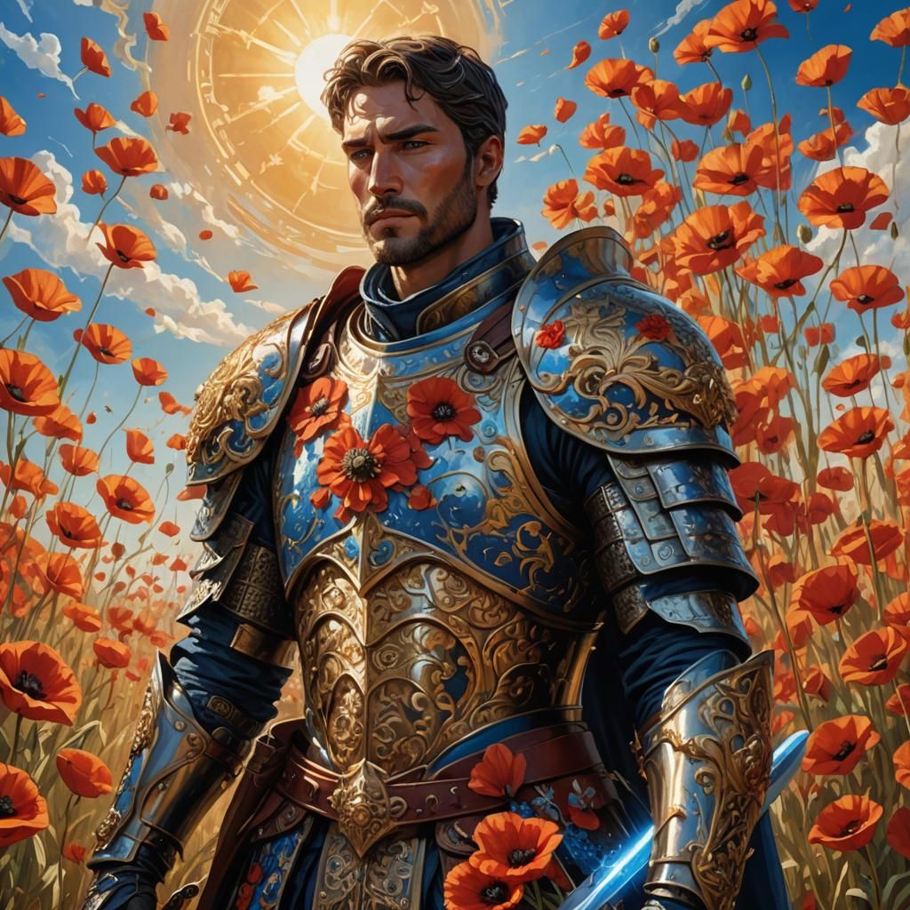 Hero in Poppy Field: Fantasy Concept Art