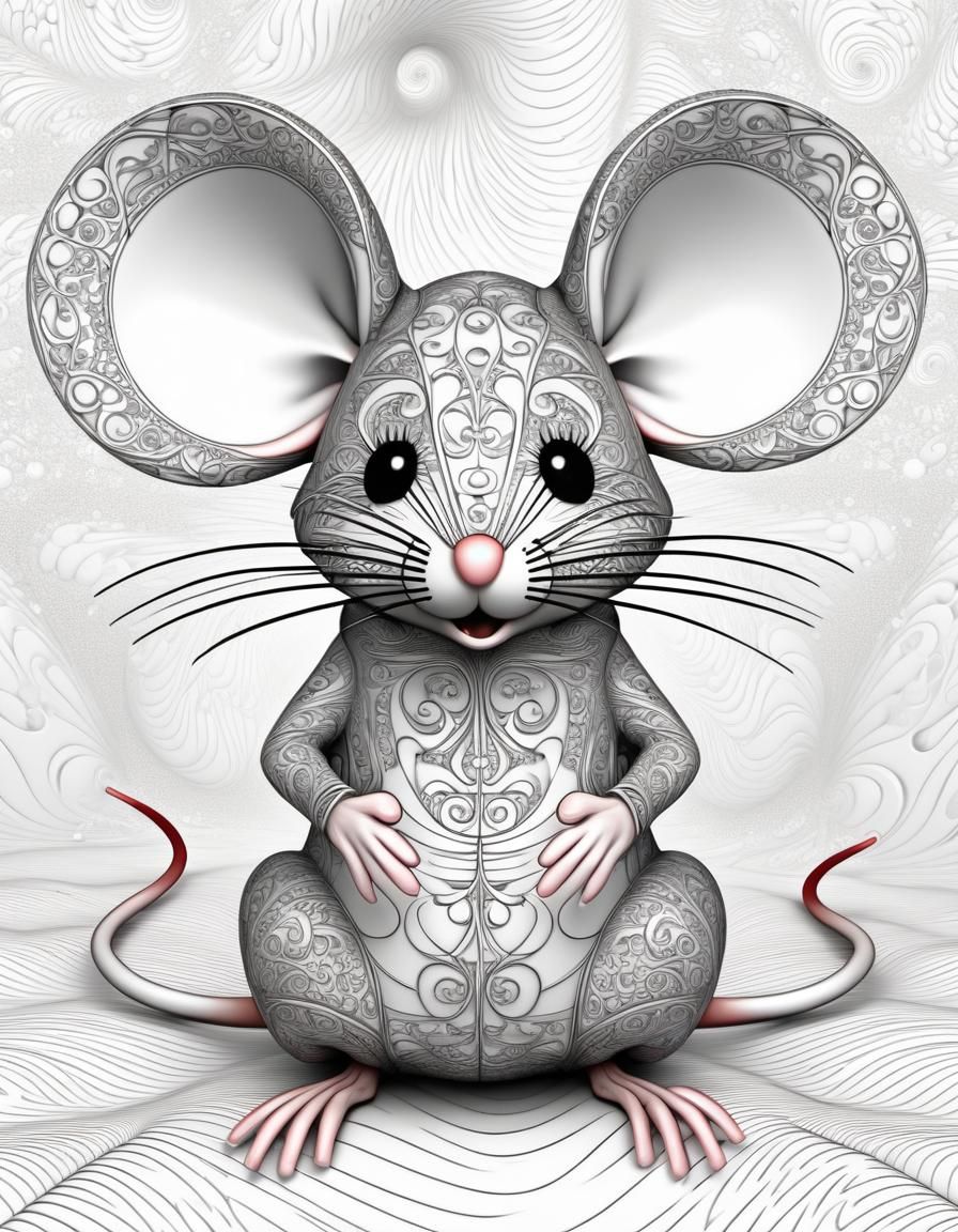 Festive Christmas Mouse in Abstract Vector Art