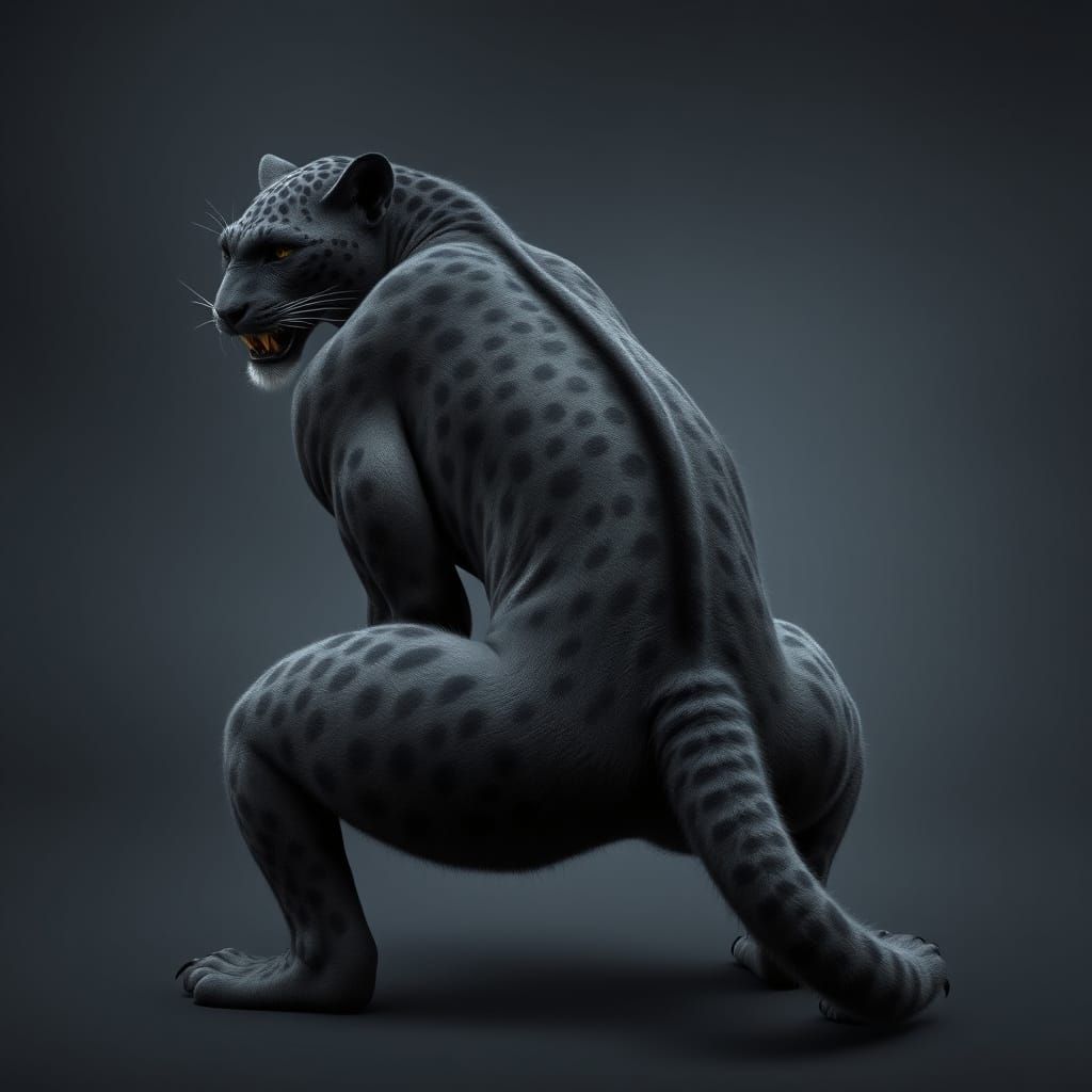Melanistic Clouded Leopard-Man with Sly Smirk