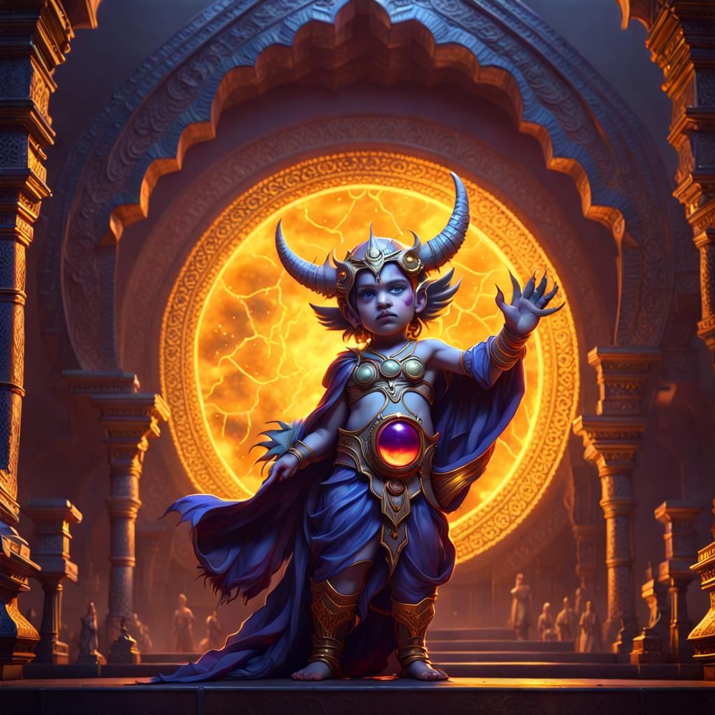 Medieval Demon Baby in Dark Fantasy Style