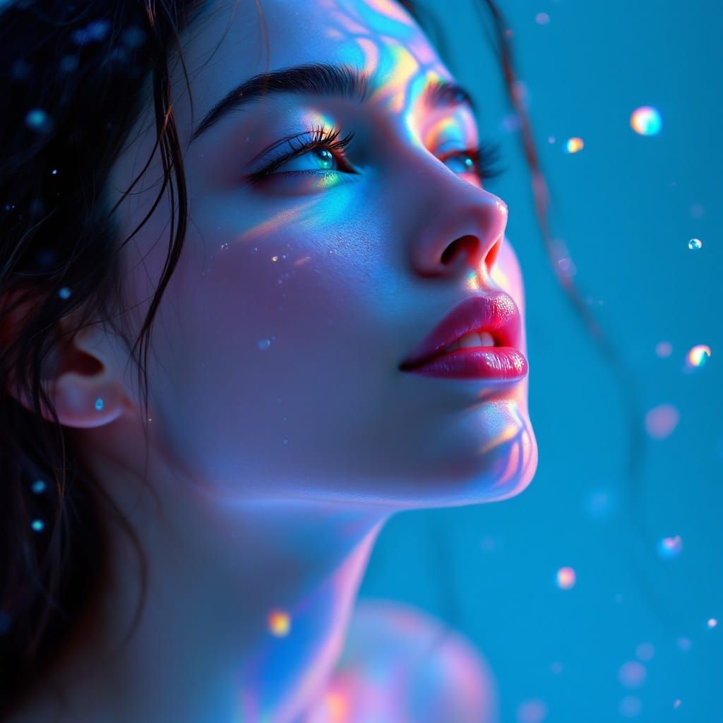 Glowing Water Goddess in Surreal Hyper-Realistic Art