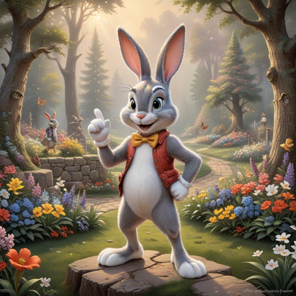 Bugs Bunny in Thomas Kinkade Style