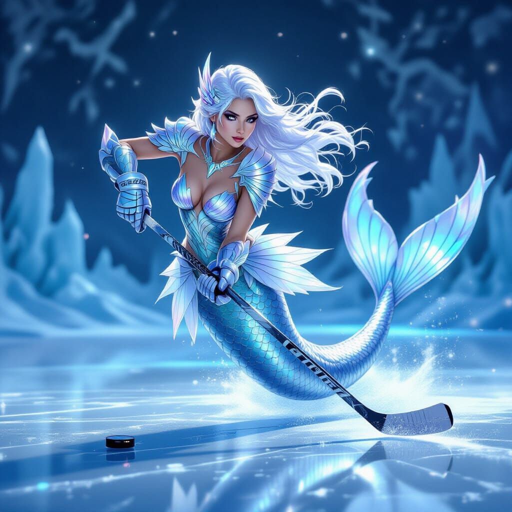 Armored Mermaid Skates with Crystal Stick on Ice