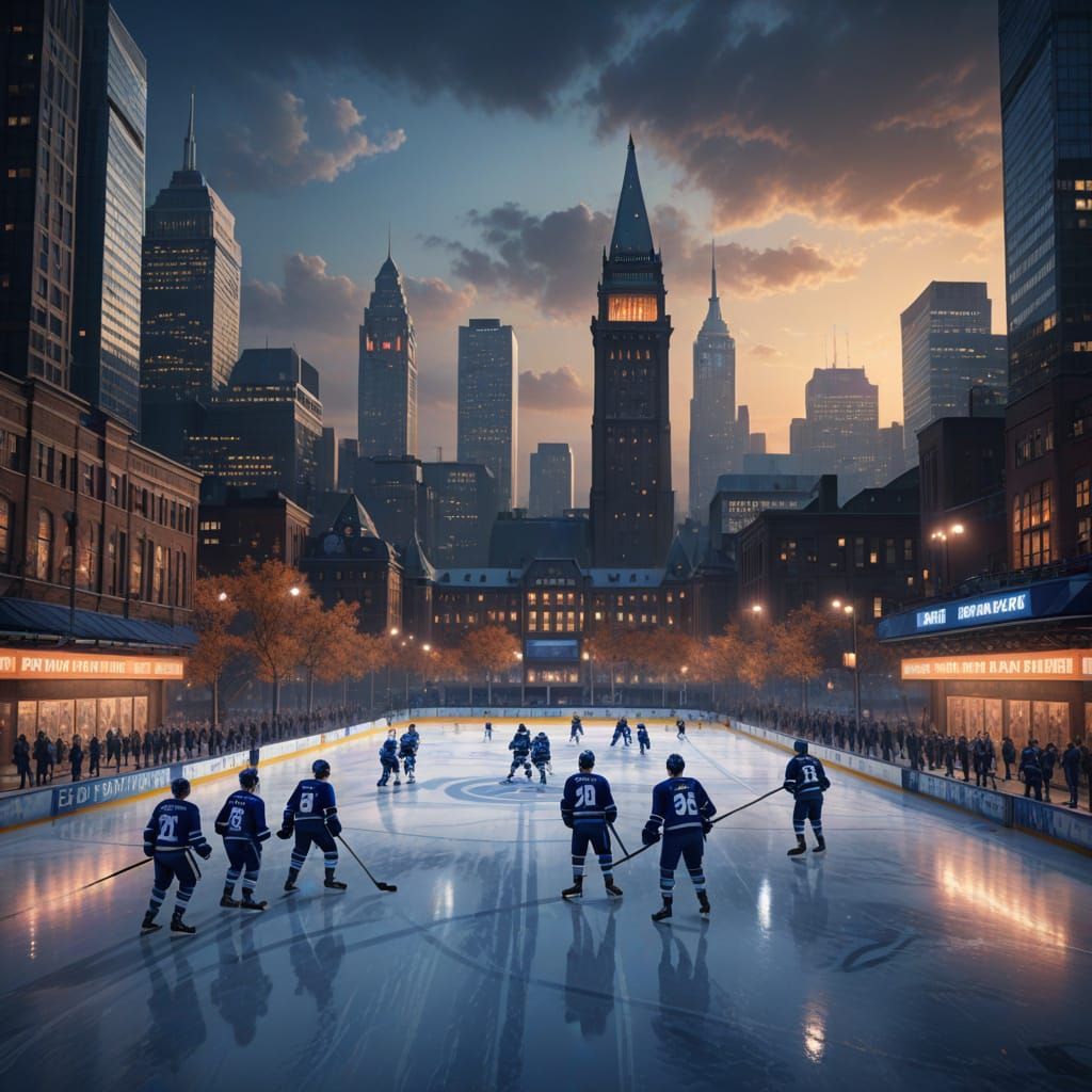 Fantastical Toronto Maple Leafs Hockey Rink at Dusk