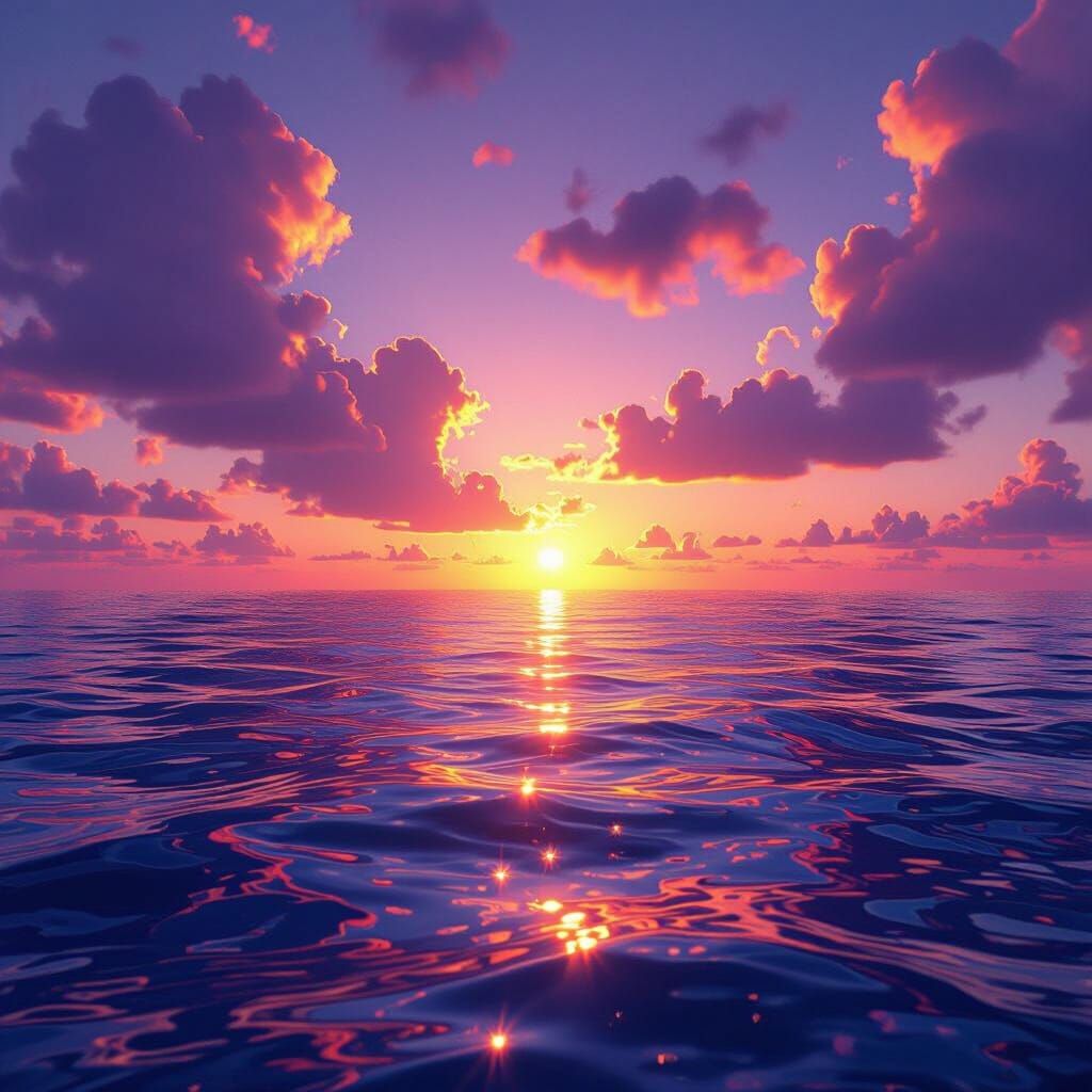 Breathtaking Ocean Sunset in Purples and Pinks