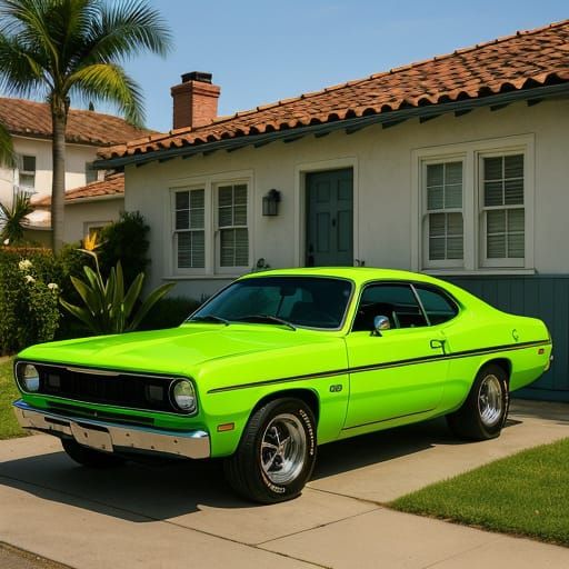 Fluorescent Green 1974 Plymouth Duster Hot Rod