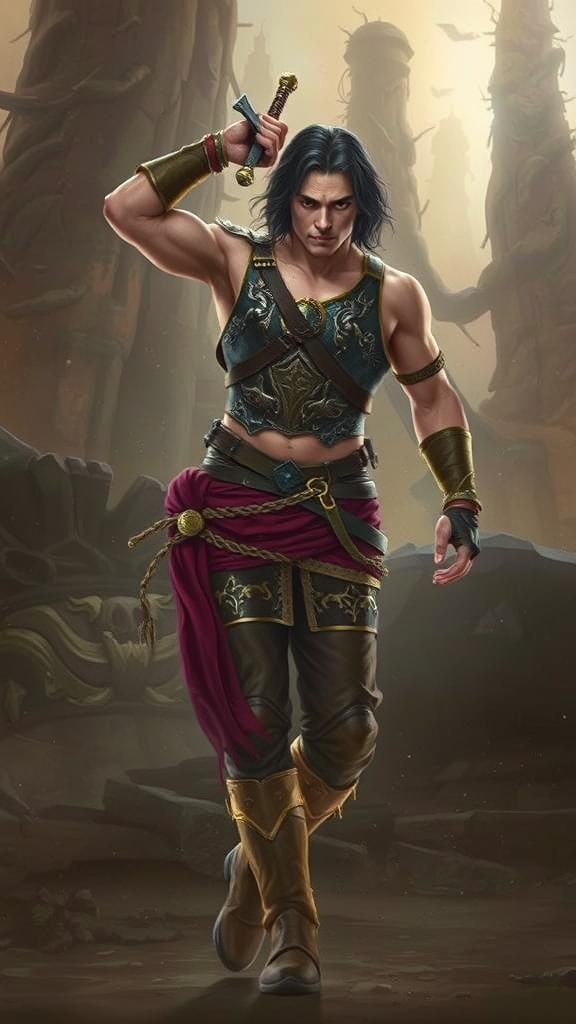 Heroic Warrior Prince in Misty Forest