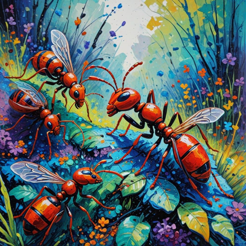 Vibrant Line Drawing with Thick Paint Layers