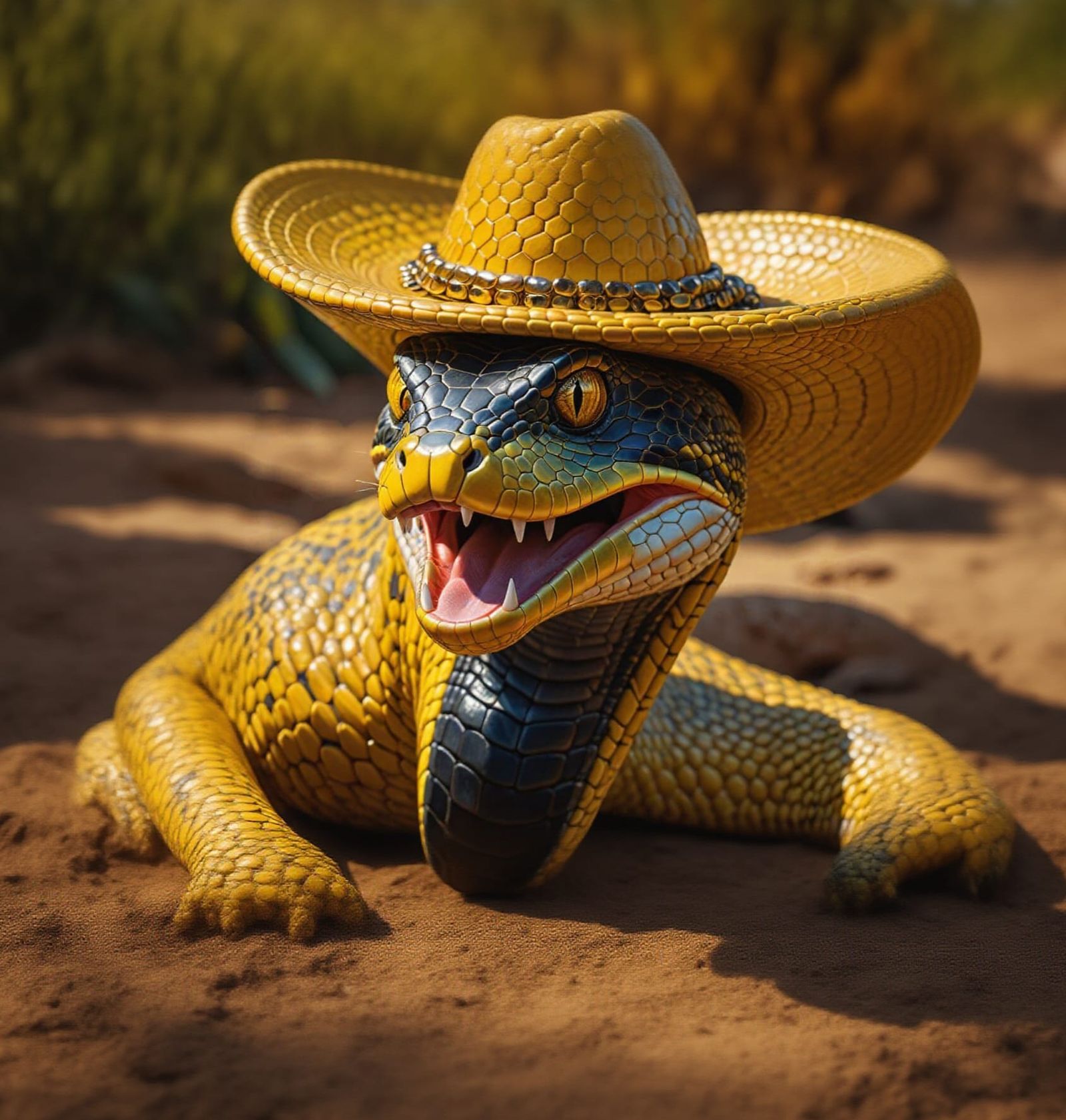 King Cobra Wearing Sombrero Hat
