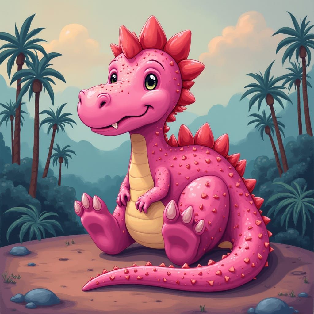 Dinosaur Gets Manicure in Miyazaki Anime Style