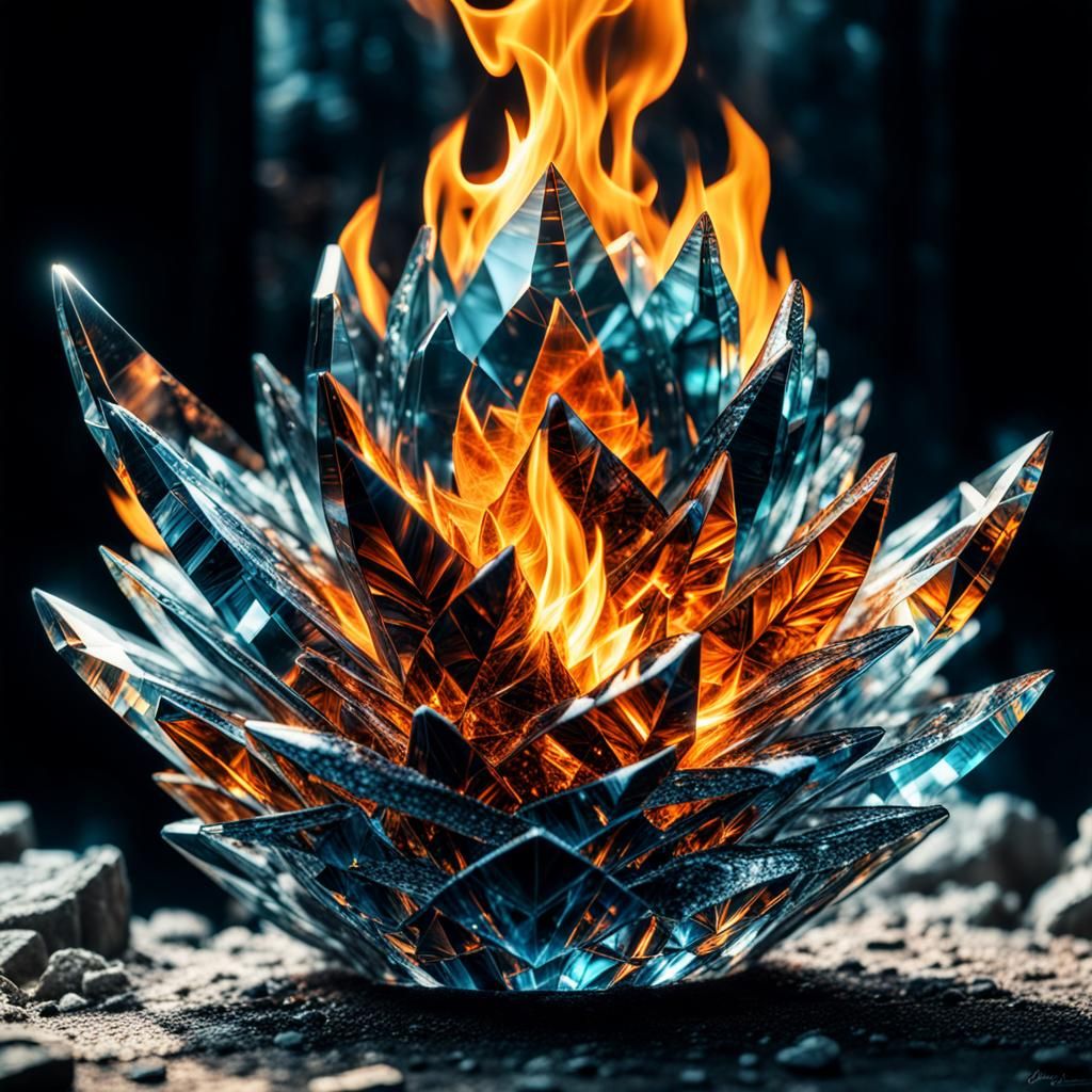 Fiery Crystal Figure with Film Reel Details