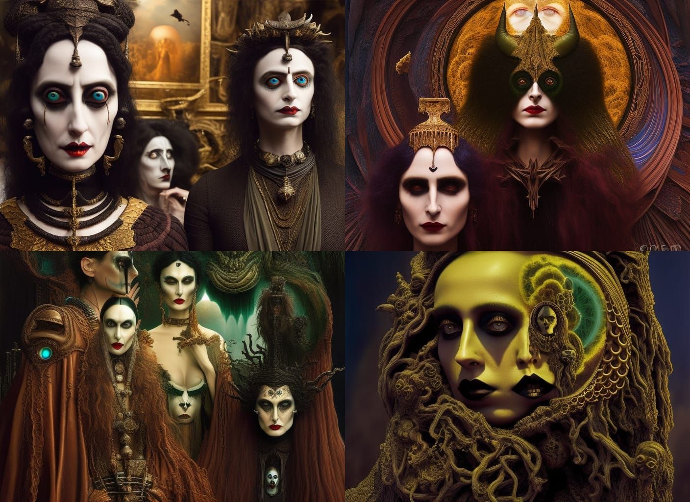 Gothic Woman with Dracula in Hyperrealistic Style