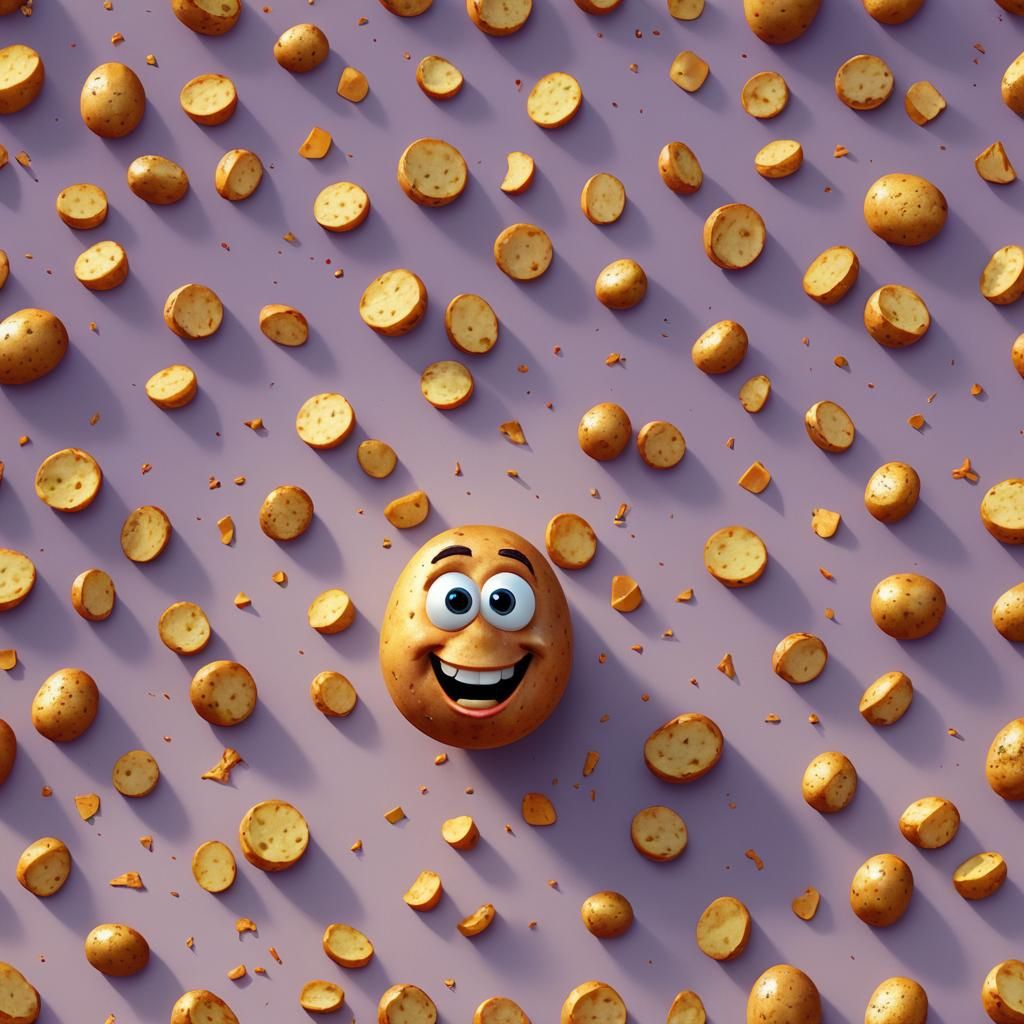 Chewed Potato: Pixar-Style 3D Digital Art
