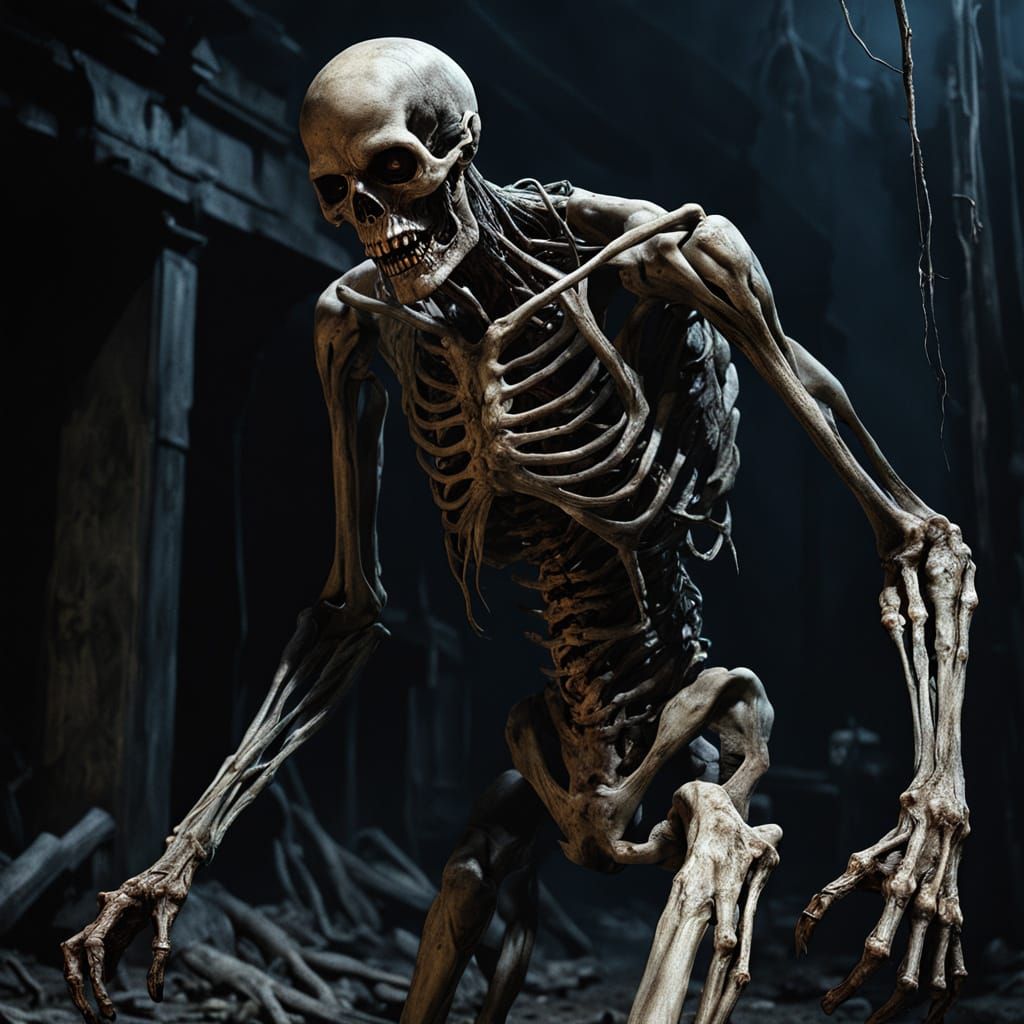 Gothic Horror Masterpiece: Rotting Walker in Dark, Eerie Atm...