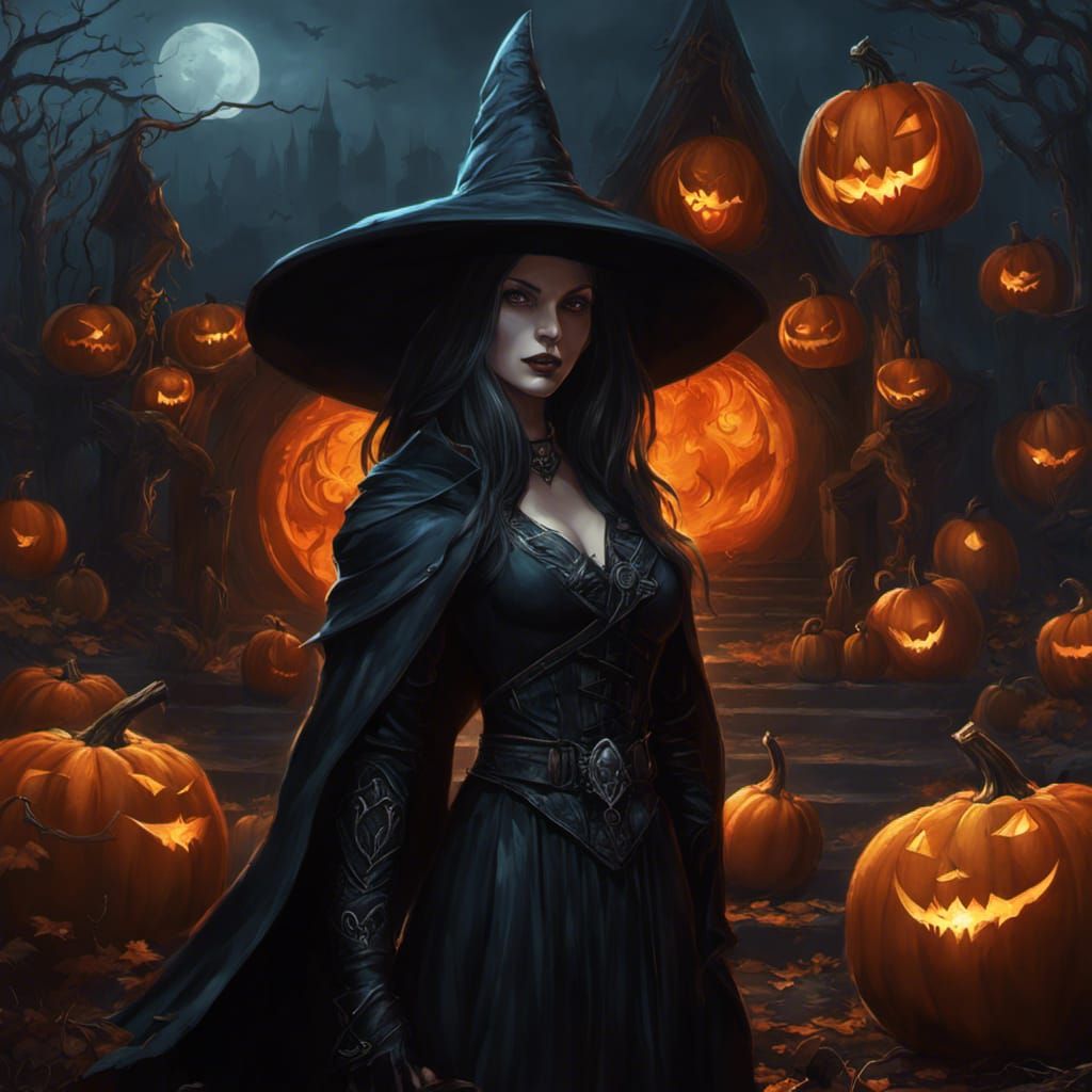 Gothic Witch in Dark Priest Art, Artstation Style