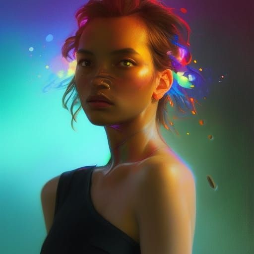 Black Rainbow Portrait in Hyperdetailed Concept Art
