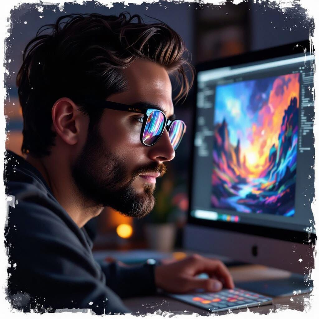 Artist Creates Digital Art in Studio Glow
