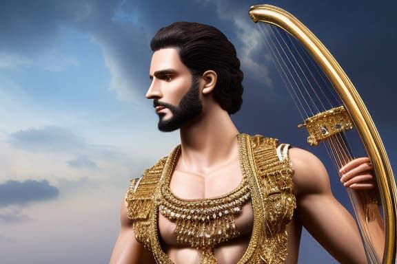 Radiant Apollo Portrait in Art Nouveau Style