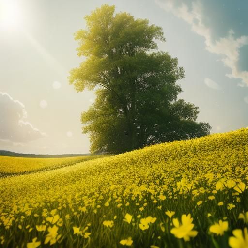 Luminous Yellow Flower Field in Natural Light