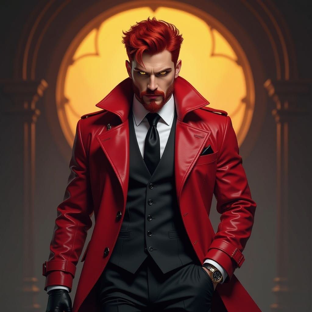 Man with Red Hair in Dark Fantasy Style