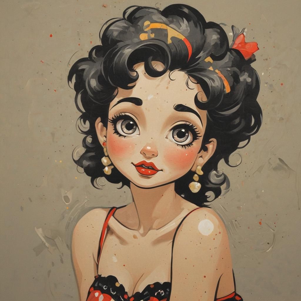 Betty Boop in Paint-by-Numbers Style