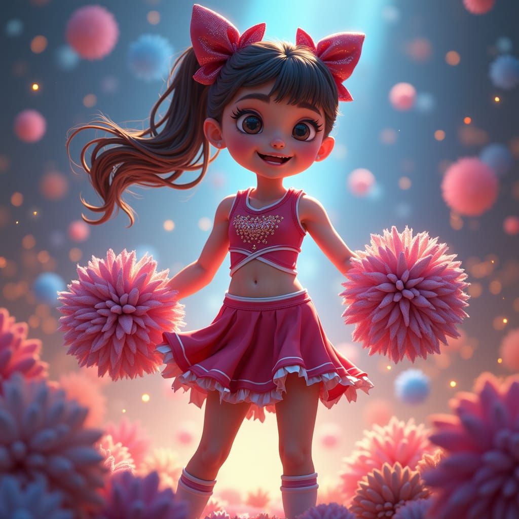 Energetic Cheerleader in Dreamlike Fantasy Art