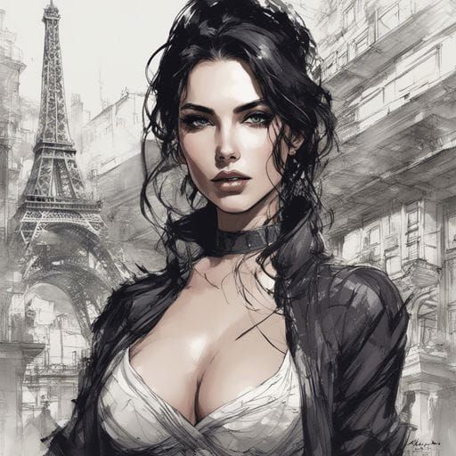 Beautiful Woman in Lingerie by Fountain, Splash Art