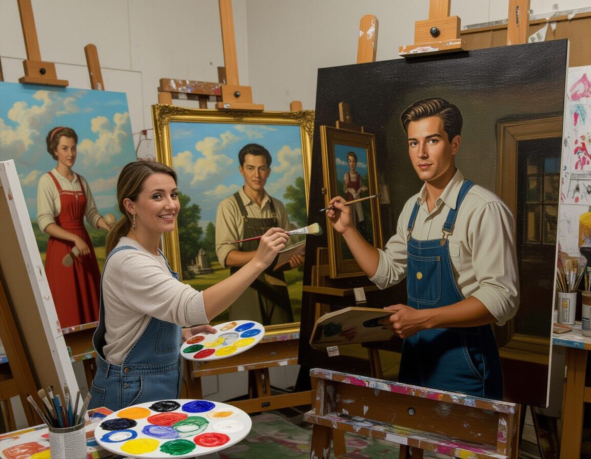 Surreal Painters Create Art Within Art in Studio