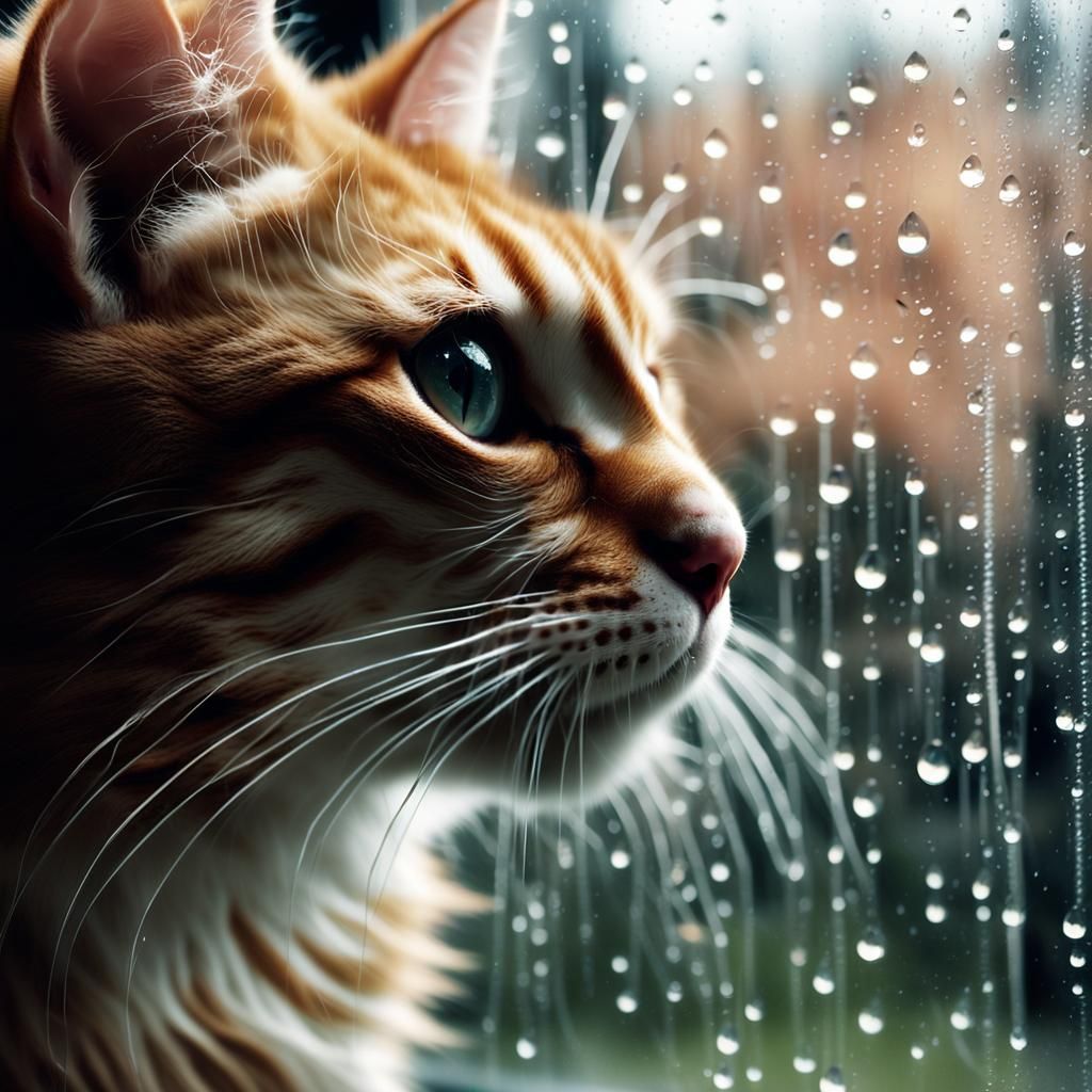 Kitten Paw in Rain: A Cozy Cinematic Still