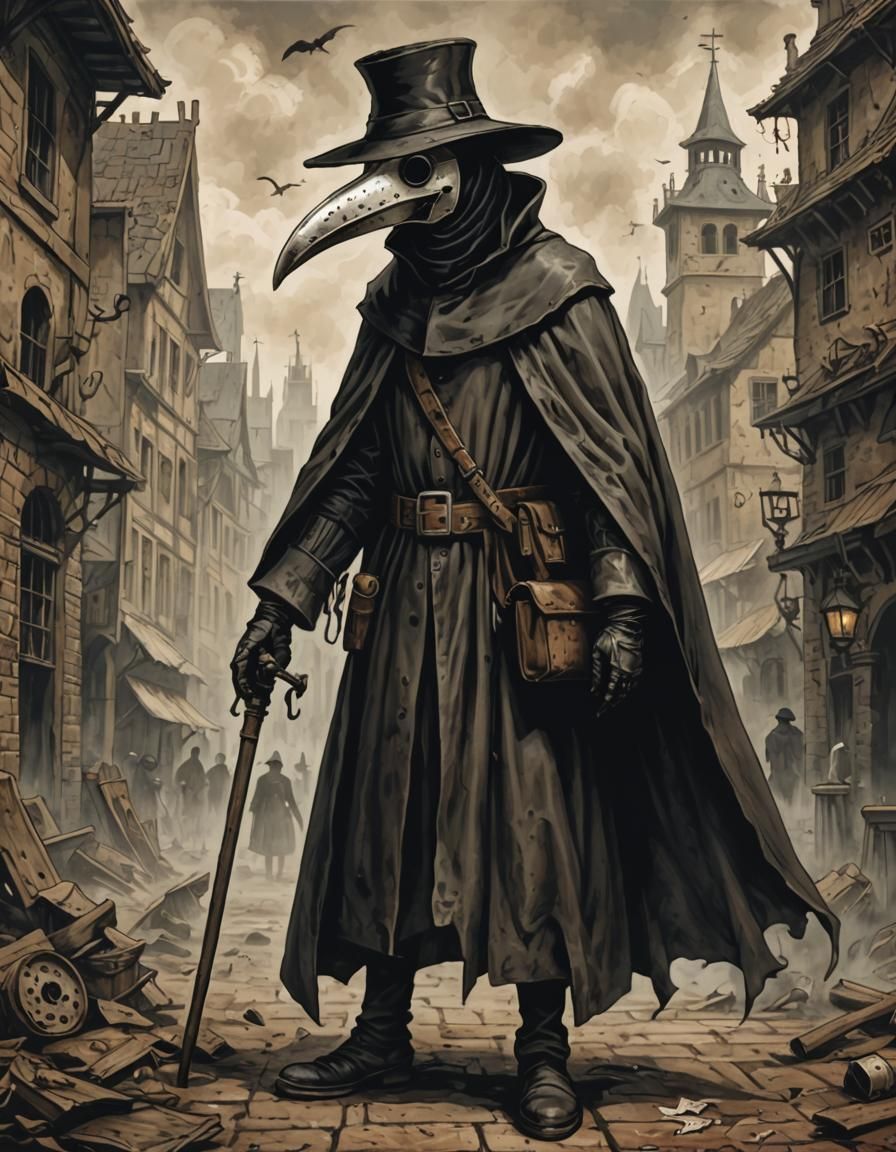Mysterious Plague Doctor in Shadow
