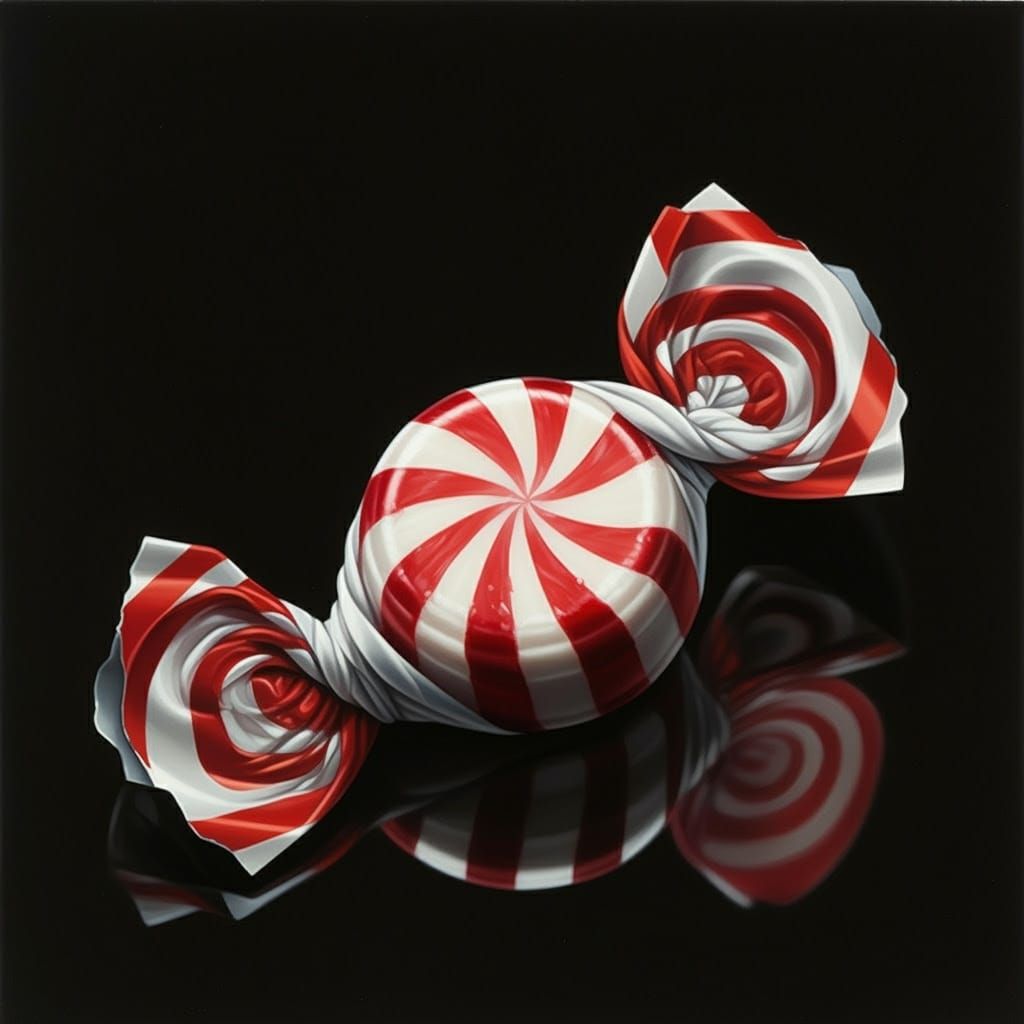 Hyperrealistic Peppermint Patty in Colorful Foil Wrap