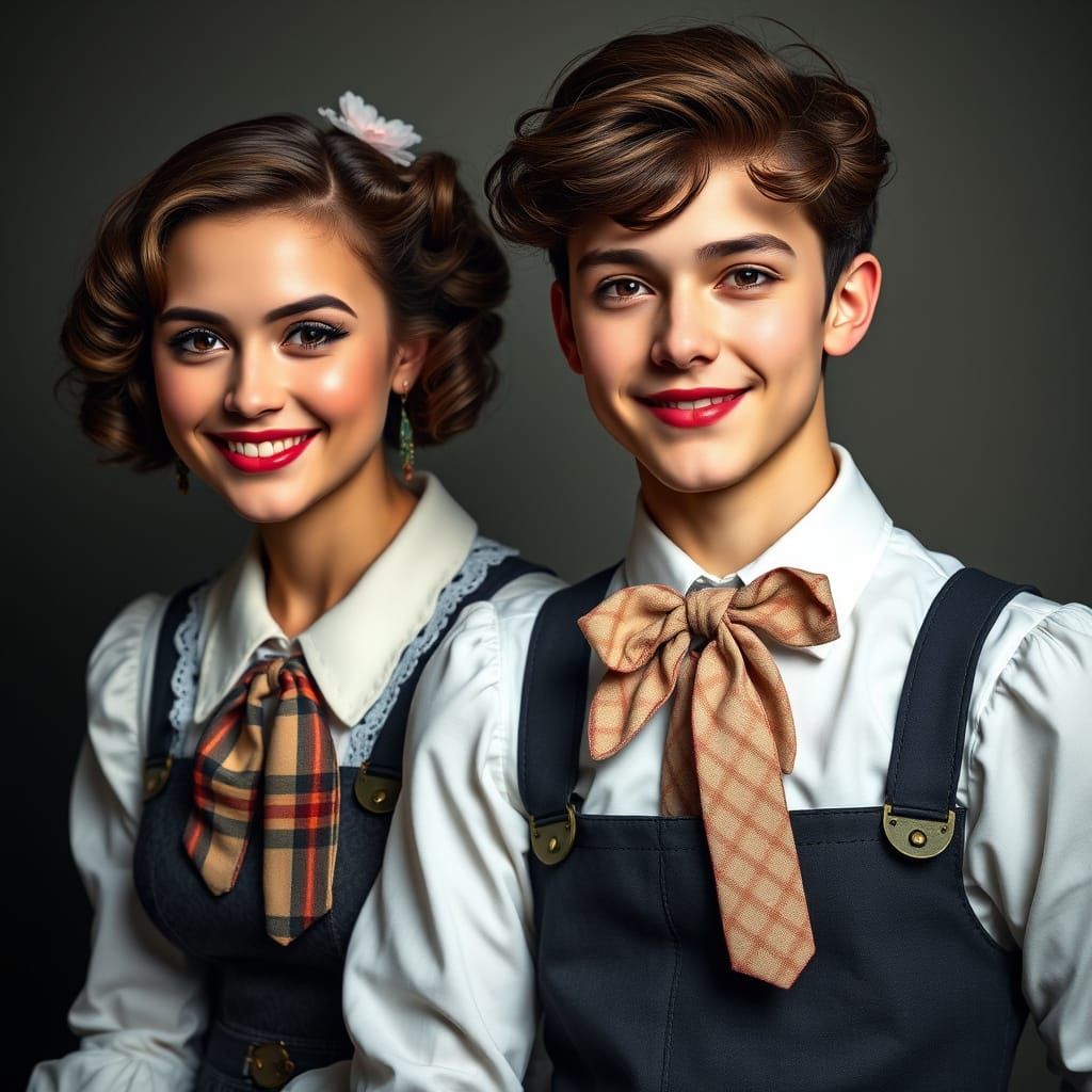 Ethereal Youth in Victorian-Inspired Attire, Smiling with a ...