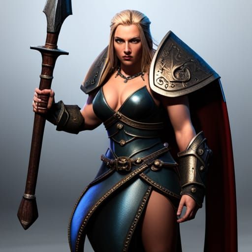Detailed Female Dwarf Barbarian Concept Art