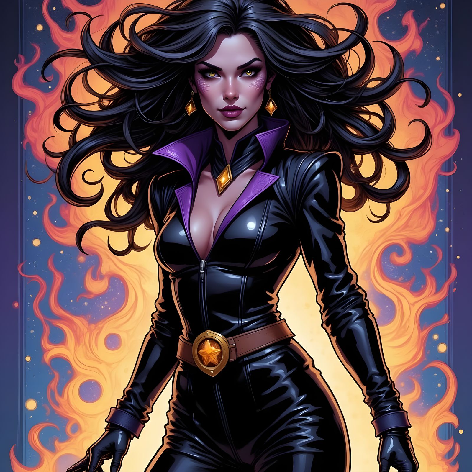 Blackfire Defies Cosmic Energy in Comic Book Style
