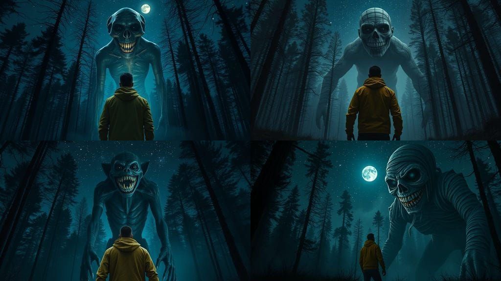 Eerie Forest Nightmare in Dark, Starry Skies