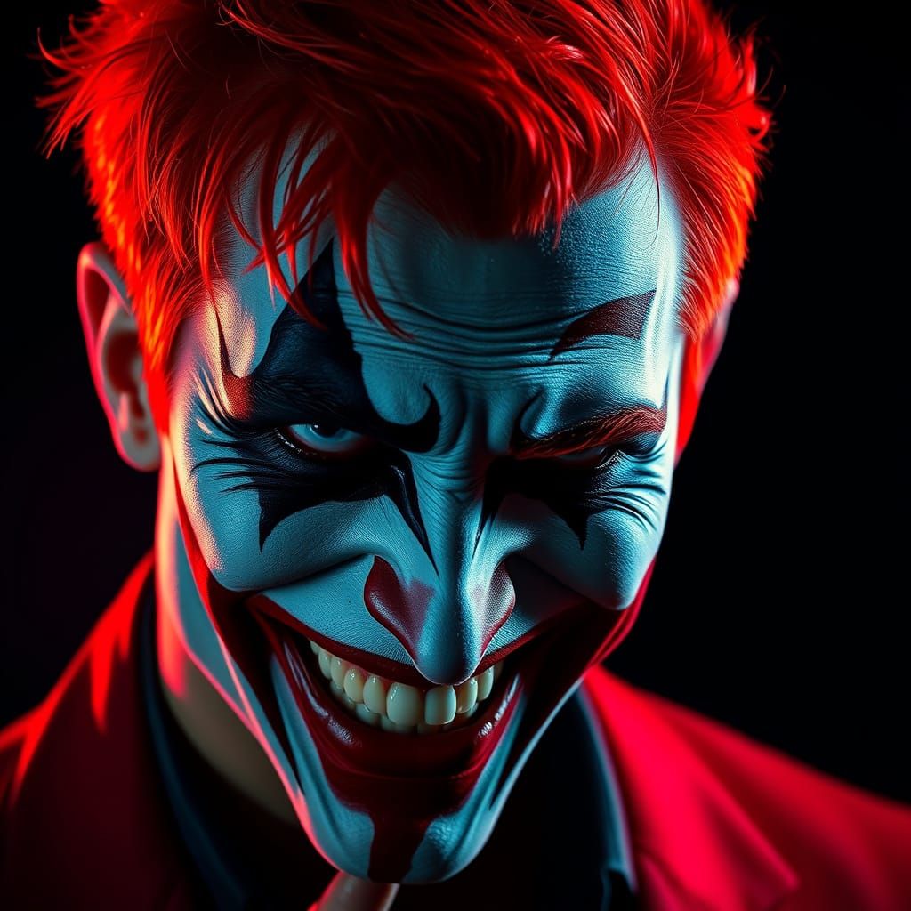 Joker-esque Portrait in Futuristic Noir Style