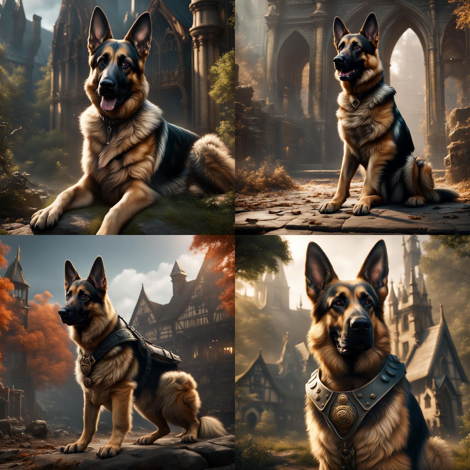 Detailed German Shepherd Fantasy Concept Art