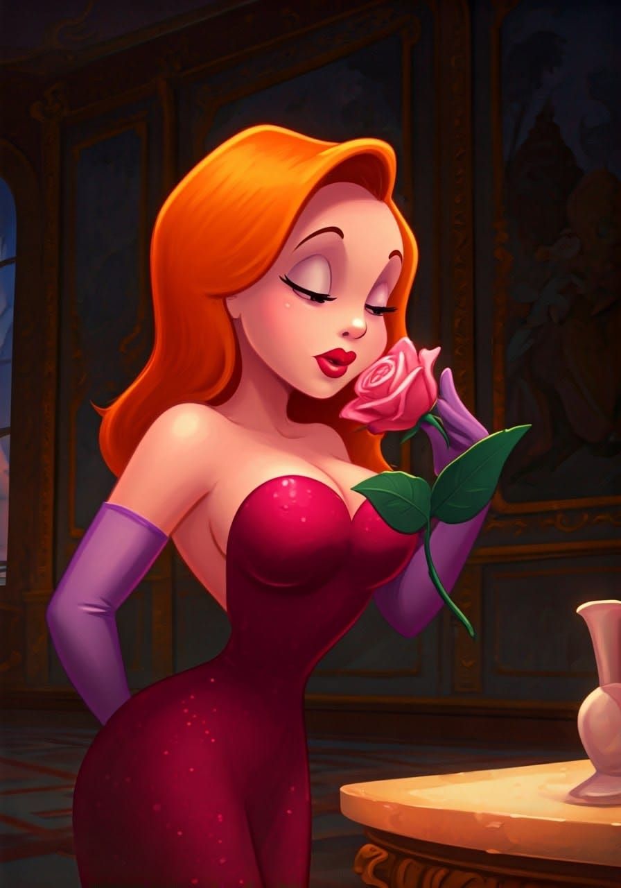 Jessica Rabbit in Rococo Room, Cartoon Style