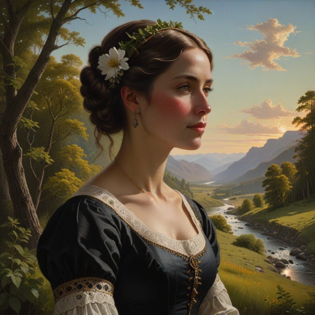 Victorian Lady in 19th-Century American Realism Style