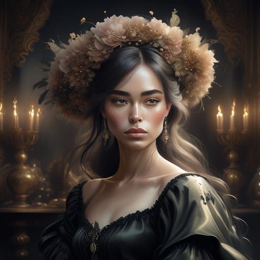 Elegant Queen in Chiaroscuro Style
