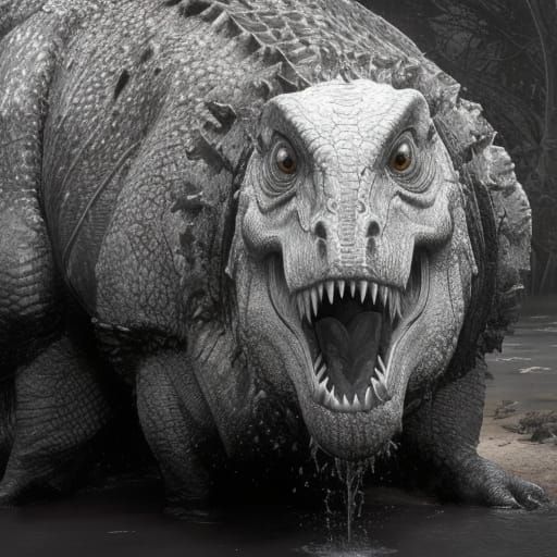 Tyrannosaurus Rex at Watering Hole in Hyper-Realistic Paleon...