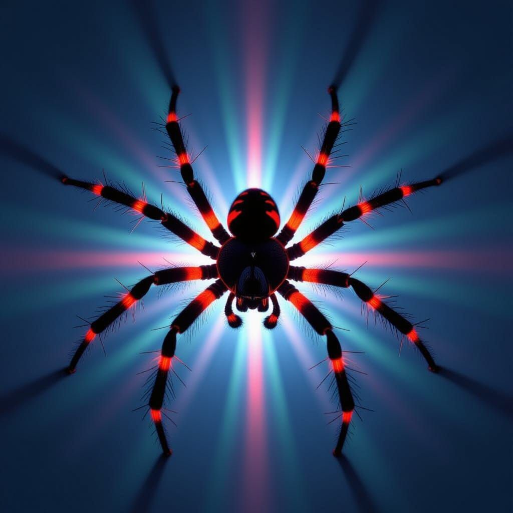 Vermilion Spider in Pop Art Style