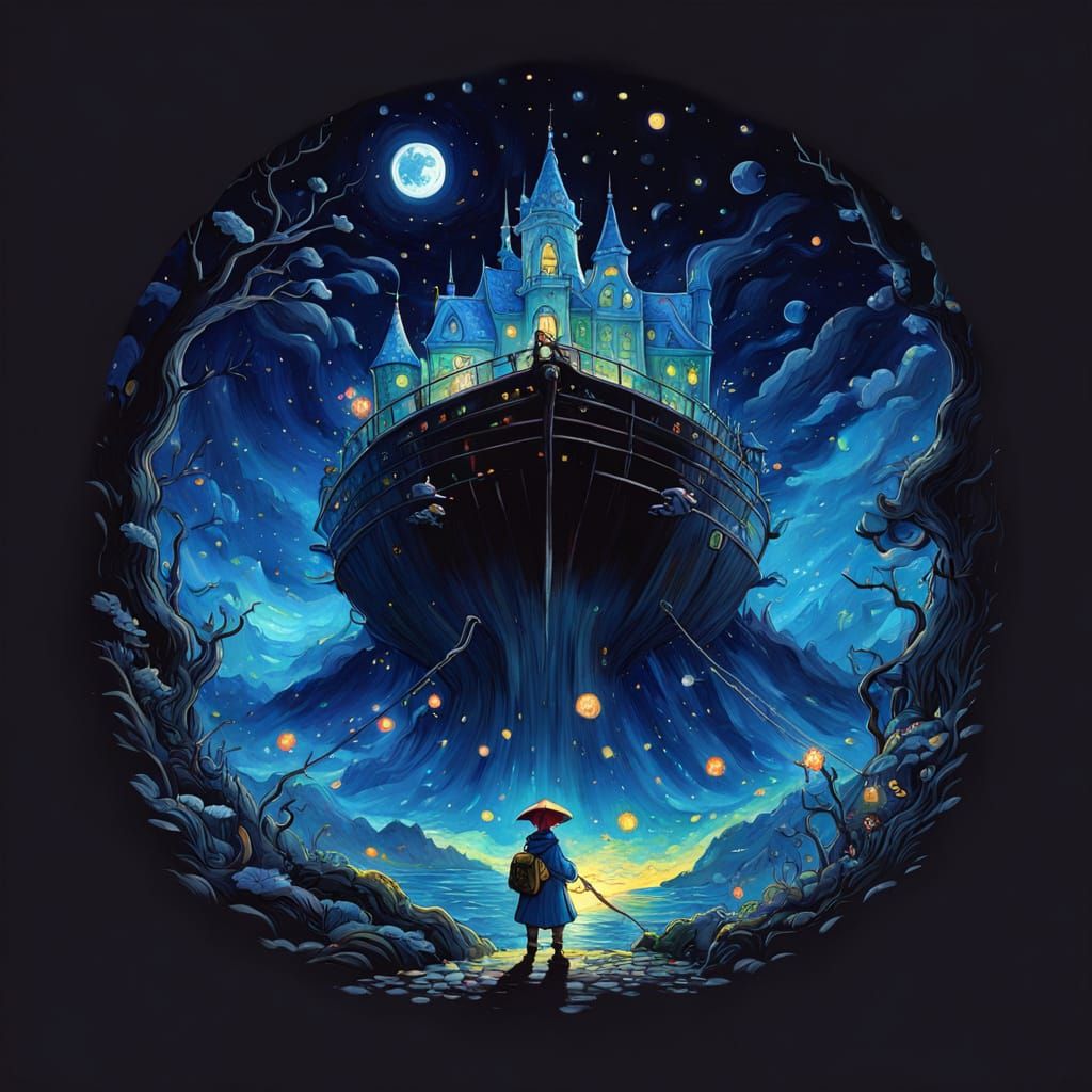 Whimsical Sci-Fi Fairytale Illustration in Studio Ghibli Sty...