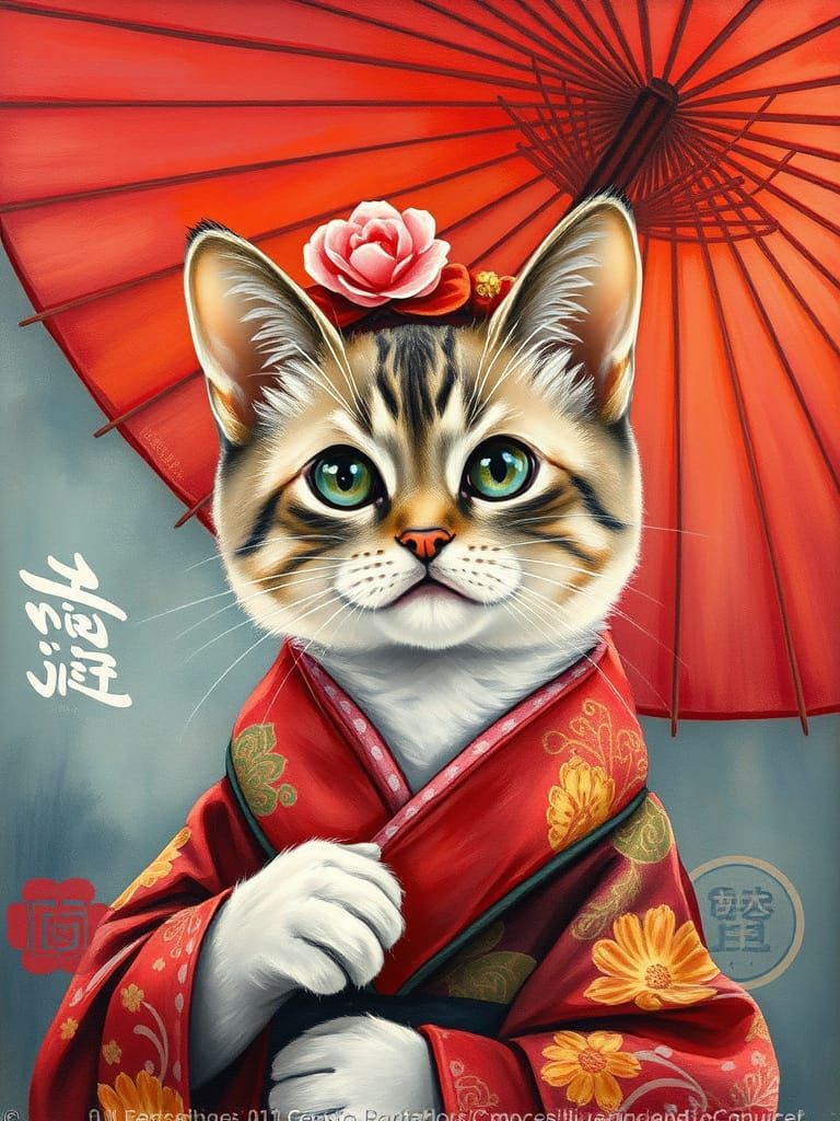 Kitty Geisha Portrait in Lacombe Style