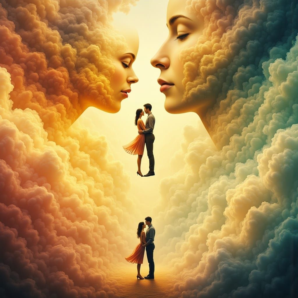 Ethereal Lovers in Dreamy Cloudscape