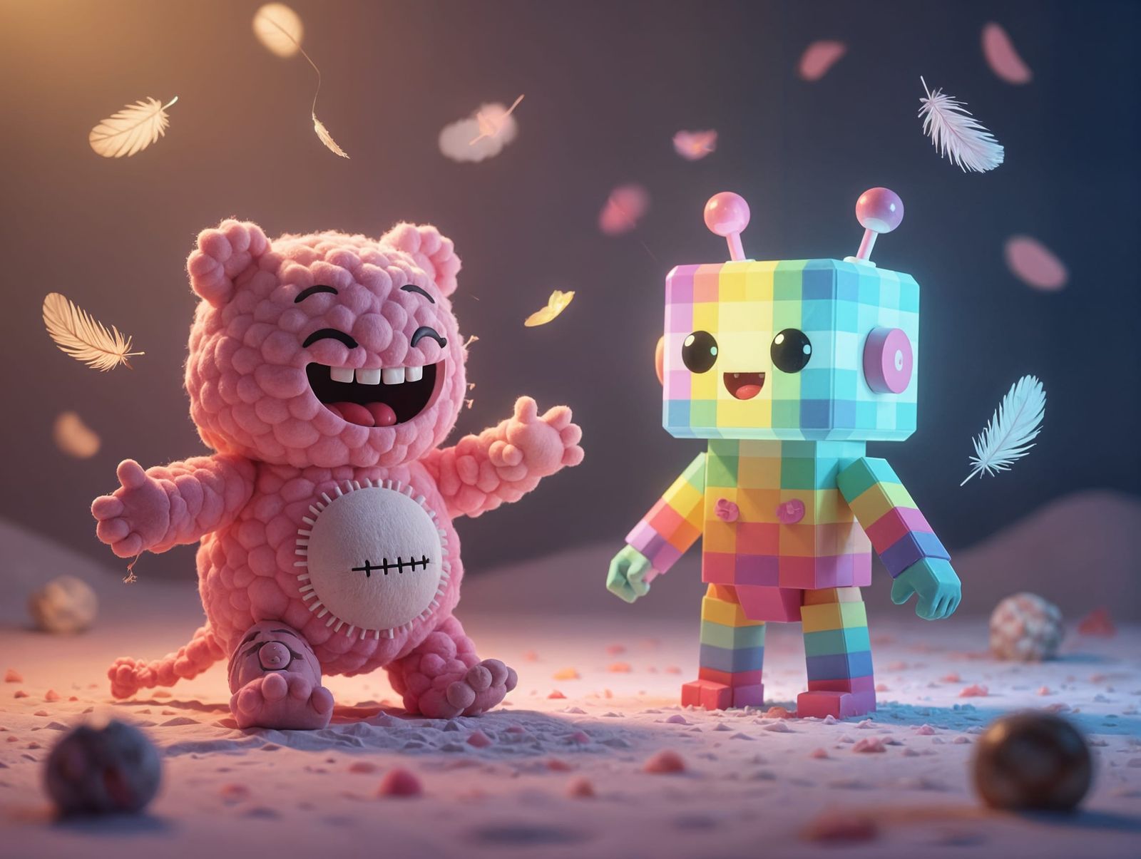 Surreal Tickle Duel: Plush vs. Pixel