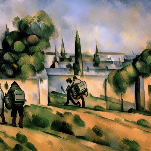 Sardines' Surreal Trip: Cézanne and Bosch Inspired Art