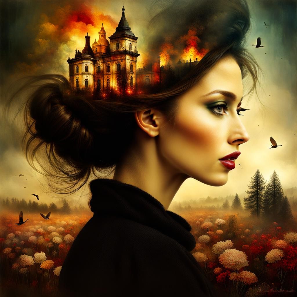 Evocative Double Exposure in Surreal Style