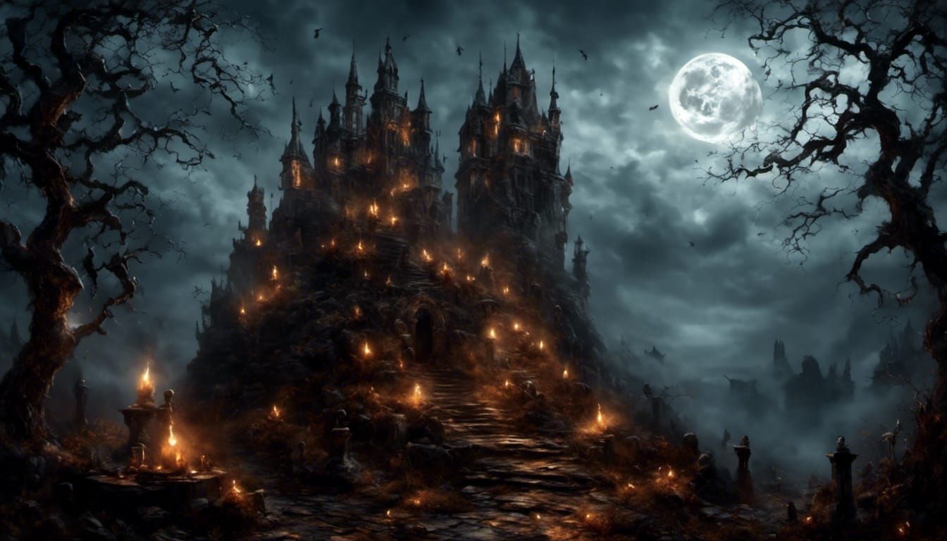 <lora:Minoucherie:1.0> <lora:Sun0fKor:1.0> a cruel tower on a foggy night on a sinister jagged hill of ghouls & witchcra...